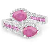 2.43 Carat Glass Filled Ruby and White Topaz Sterling Silver Ring
