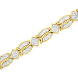 14K Yellow Gold 8 1/5 Cttw Baguette and Princess-Cut Diamond Geometric Twist Link Bracelet (G-H Color, VS1-VS2 Clarity) - Size 7"