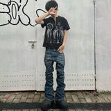 Distressed Slightly Flared Slim-fit Denim Jeans