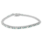 14K White Gold 4 5/8 Cttw Alternating White and Blue Diamond Martini Set Tennis Bracelet (H-I Color, I1-I2 Clarity) - 7" Inches