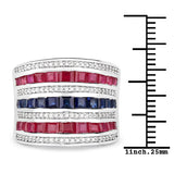 3.36 Carat Genuine Multi Stones .925 Sterling Silver Ring