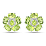 18K White Gold Plated 9.26 Carat Genuine Peridot and White Topaz .925 Sterling Silver Earrings