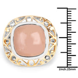 Two Tone Plated 12.80 Carat Genuine Moonstone .925 Sterling Silver Ring