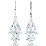3.96 Carat Genuine Aquamarine .925 Sterling Silver Earrings