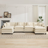 Cloud 4 Seats Sofa (Ottoman is not included) with Chenille Fabric in Beige