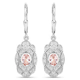 1.04 Carat Genuine Morganite and White Topaz .925 Sterling Silver Earrings