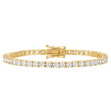 KISPER 24K White Gold Plated Tennis Bracelets for Women 3mm 4mm Cubic Zirconia Simulated Diamond Classic Tennis Bracelet Sizes 6.5-7.5 Inch (3mm Yellow Gold 6.5 inches)