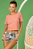BiBi Rib Knit with Back Cross and Tied Detailed Top