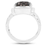 0.22 Carat Genuine Champagne Diamond .925 Sterling Silver Ring