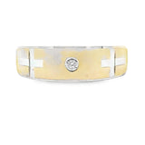 .02ct Mens Ring Wedding Band Sterling Silver 14KT Gold