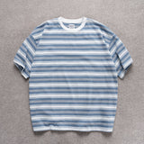Loose-fitting Candy-colored Pinstripe Short-sleeve T-shirt
