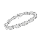 14K White Gold 5.0 Cttw Princess Cut Diamond Invisible Set Alternating Size D Shaped Links Tennis Bracelet (H-I Color, SI2-I1 Clarity) - 7â€