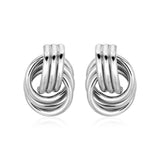 Polished Love Knot Earrings with Interlocking Rings in Sterling Silver