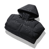 Mens Padded Cotton Coat With Fleece-Lined Detachable Hood
