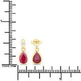 1.65 Carat Genuine Ruby and White Diamond 10K Yellow Gold Earrings