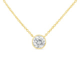10K White Gold 1/10 Carat Round Brilliant-Cut Diamond Modern Bezel-Set Solitaire 16"-18" Pendant Necklace (H-I Color, SI2-I1 Clarity)