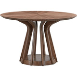 (1 Table+4 Chairs)Modern Dining Table Set of 5 pcs,Wooden Dining Table and Upholstered Chairs for Living Room,Round Kitchen Set with Sturdy Legs for Restaurant,Walnut