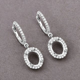 0.32 Carat Genuine White Diamond 14K White Gold Semi Mount Earrings - holds 8x6mm Oval Gemstones