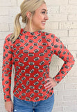 Black Game Day Rugby Mesh Sheer Long Sleeve Top