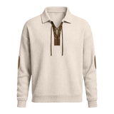 Mens Fashion Solid-Color Long-Sleeve Loose-Fit Sweatshirt