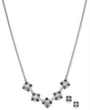 Charter Club Silver-Tone Crystal Cluster Collar Necklace and Stud Earrings Set