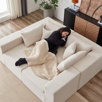 104-Inch Corduroy Modular L Shaped Sectional Sofa,Luxury Floor Couch Set,Upholstered Indoor Furniture,Foam-Filled Compressed Sofa for Living Room,Bedroom,4 PC Free Combination