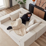 104-Inch Corduroy Modular L Shaped Sectional Sofa,Luxury Floor Couch Set,Upholstered Indoor Furniture,Foam-Filled Compressed Sofa for Living Room,Bedroom,4 PC Free Combination