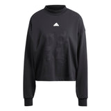adidas Womens Printed French Terry Loose Sweatshirt Black X-Large