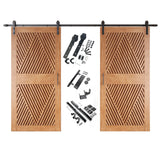 Diamond Pattern Double Door Barn Door Kit | Black Barn Door Hardware