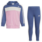 adidas Girls 2-Piece Color Block French Terry Pullover & Legging Set Crew Blue 4