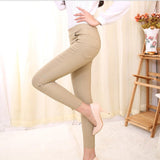 Outerwear Stretchy Elastic-waist Colorful Pencil Pants