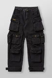 Mens Retro-style Loose-fit Washed Straight-leg Denim Jeans With Multiple Pockets