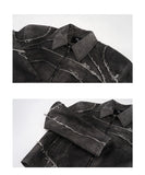Short Gray Padded Shoulder Denim Coat