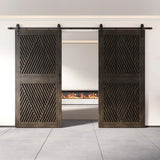 Diamond Pattern Double Door Barn Door Kit | Black Barn Door Hardware