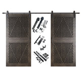 Diamond Pattern Double Door Barn Door Kit | Black Barn Door Hardware
