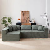 104-Inch Corduroy  Modular L Shaped Sectional Sofa,Luxury Floor Couch Set,Upholstered Indoor Furniture,Foam-Filled Compressed Sofa for Living Room,Bedroom,4 PC Free Combination