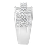 14K White Gold Round and Baguette Diamond Ring (1 1/2 Cttw, F-G Color, SI1-SI2 Clarity) - Size 6-3/4