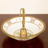 Brass Fruit Bowl Ornamentdesktop Living Room Decor Featuring A Copper-and-porcelain Fruit Basket