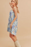 Aemi + Co Printed Ruffled Hem Square Neck Mini Cami Dress