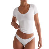 V-neck Short-sleeve Yoga Top For Workouts