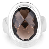 7.90 Carat Genuine Smoky Quartz .925 Sterling Silver Ring
