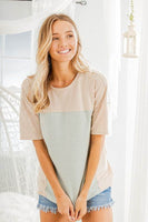 Heimish Full Size Contrast Round Neck Short Sleeve T-Shirt Plus Size