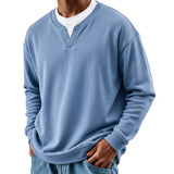 Mens Patchwork Mock Two-Piece Crew-Neck Long-Sleeve Top