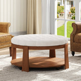 Modern Large Round Ottoman Coffee Table 2-Tier