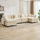 Cloud 4 Seats Sofa (Ottoman is not included) with Chenille Fabric in Beige