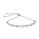 .925 Sterling Silver 1/2 Cttw Diamond Alternating Circle and Kite Link Adjustable Bolo Bracelet (I-J Color, I3 Clarity) - 4" to 10" Inches