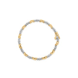 10K Two-Tone Gold 1/2 Cttw Diamond Alternating 3 Stone and X-Link 7" Bracelet (I-J Color, I2-I3 Clarity)
