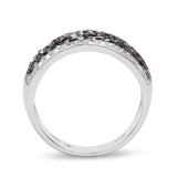 0.80 Carat Genuine Blue Diamond and White Diamond .925 Sterling Silver Ring