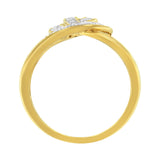 14K Yellow Gold Plated .925 Sterling Silver 1/4 Cttw Diamond Interlocking Loop Open Shank Bypass Ring (I-J Color, I1-I2 Clarity) - Size 7