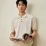 Japanese-style Retro Mens Knitted T-shirt Top